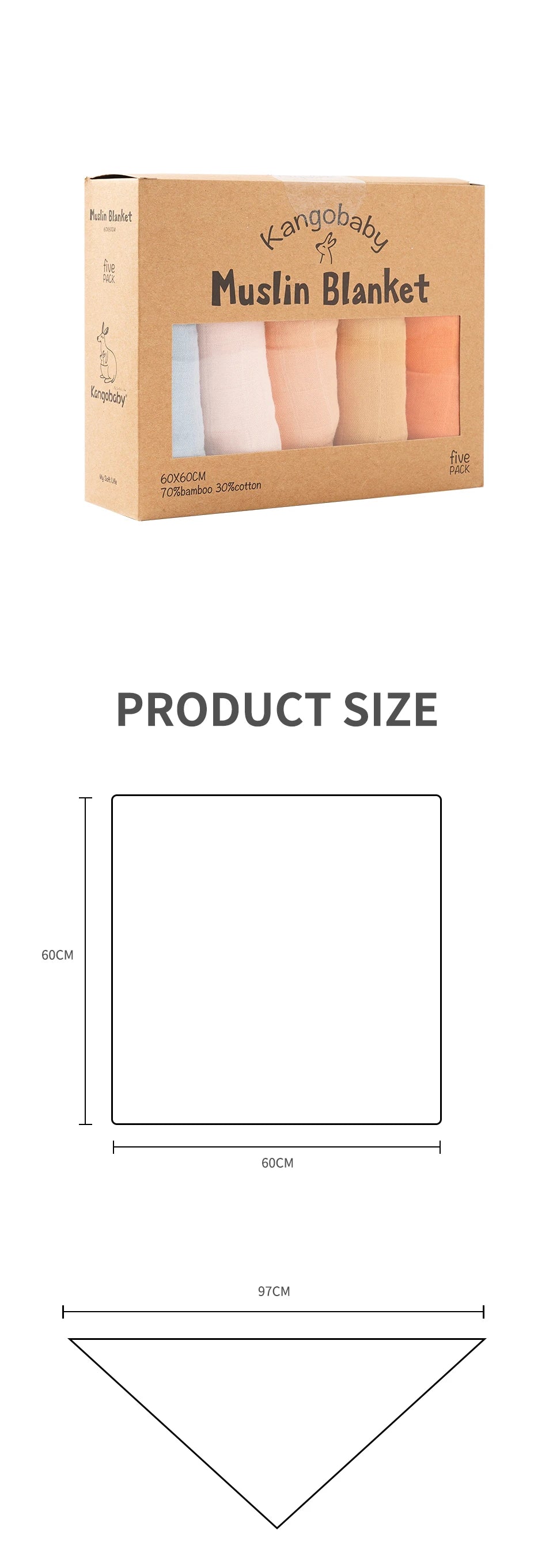 Pack 5 Muselinas de Bambú Orgánico